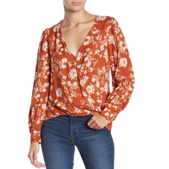 Lush Surplice Printed Blouse - Picture 2 of 5